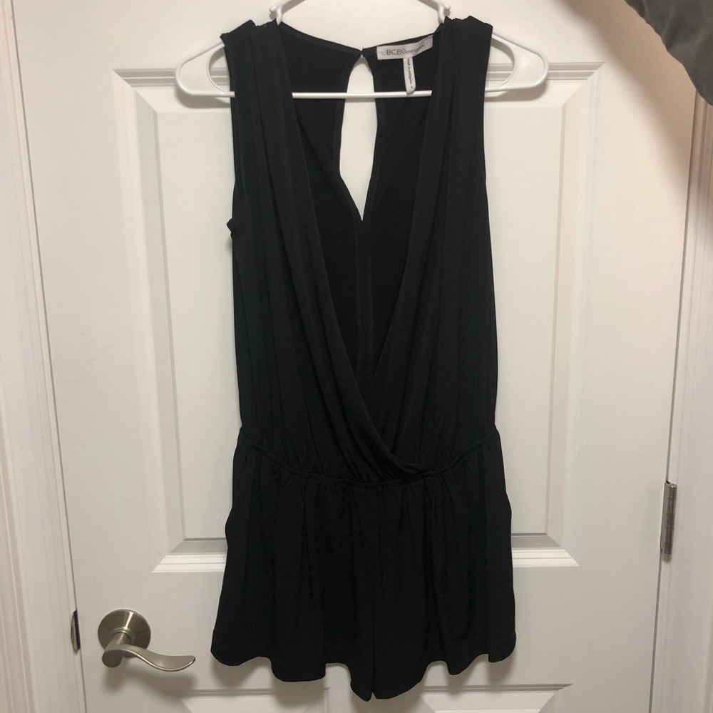 NWOT- BCBGeneration deep cut romper